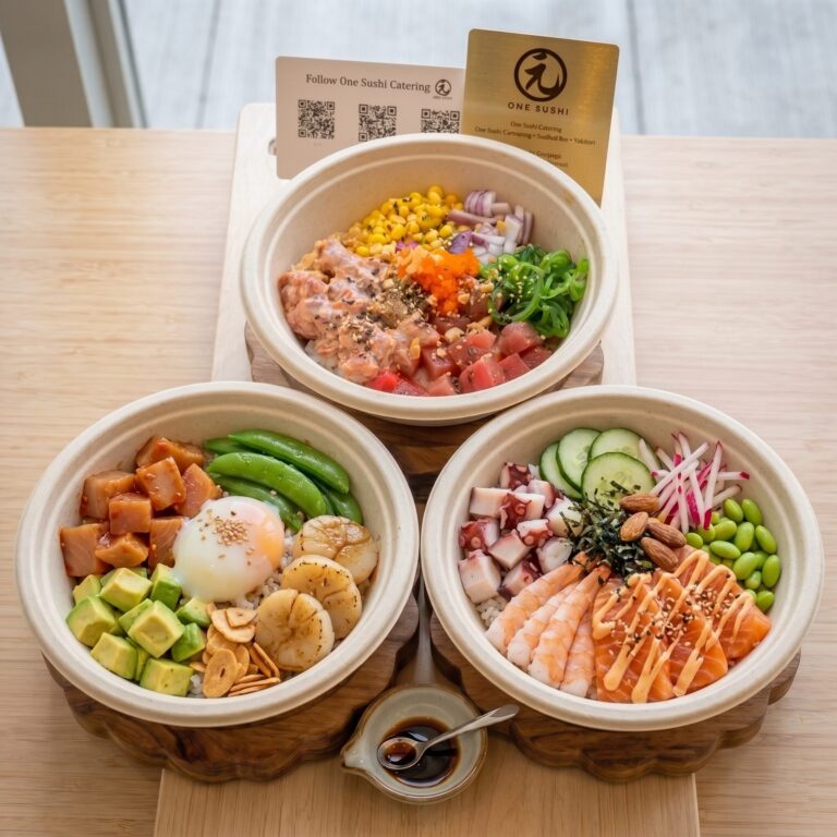 Poke bowl catering cart for private events in Los Angeles