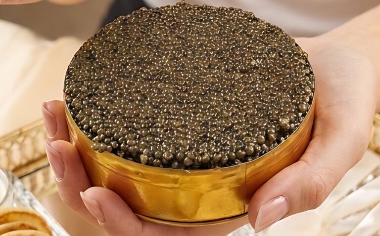Tin of caviar served at a One Sushi caviar bar