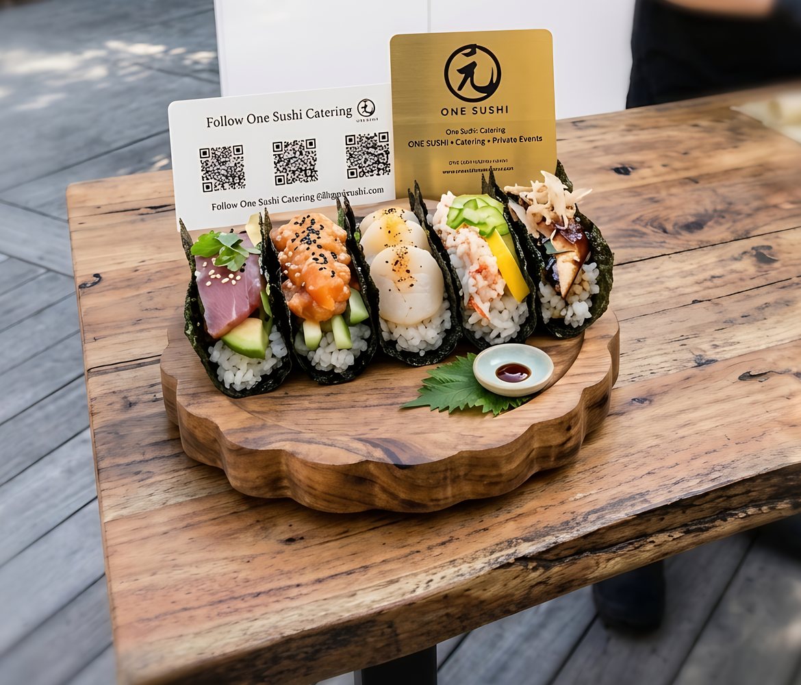 Hand rolls served at an outdoor event by One Sushi